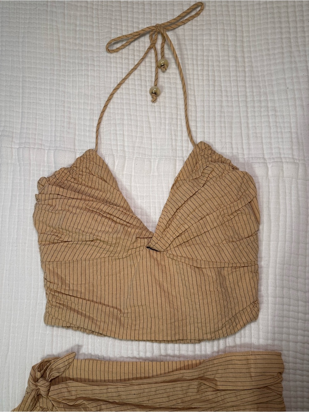 2 piece beige pinstripe Zara set